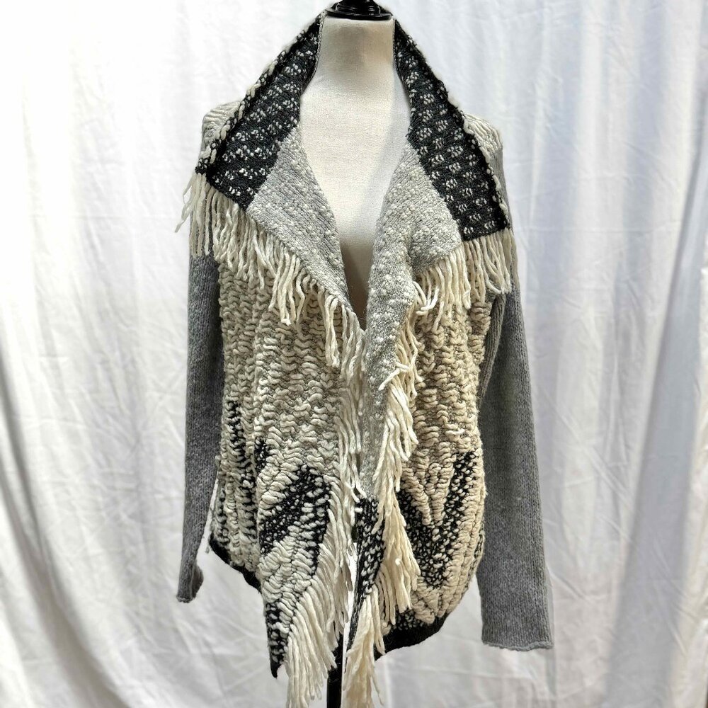 Anthropologie Moth Boho Fringe Wool Alpaca Blend Sweater Sz SMALL